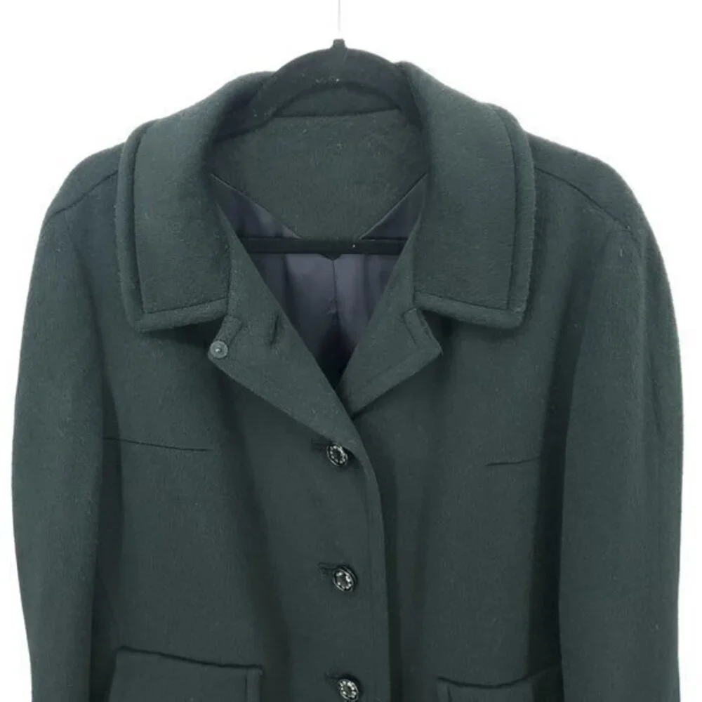 Vintage 100% Baby Llama Pea Coat 10/L Black